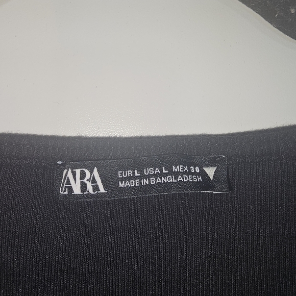 Zara Womens Short Sleeve Square Neck Ribbed Bodycon Dress Black Size Large - Picture 8 of 8